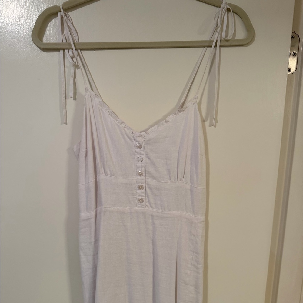 Abercrombie & Fitch White Sleeveless Button-Front Dress